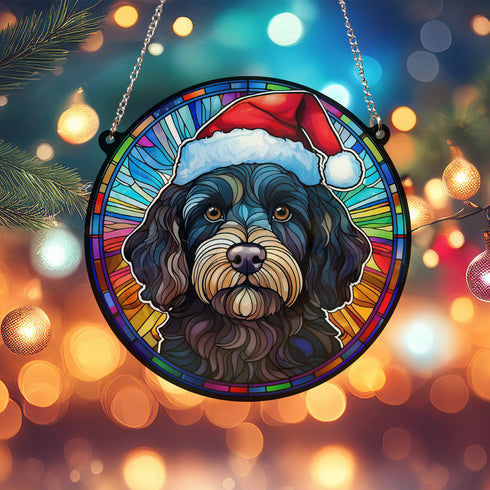 Cavapoo Black Christmas Suncatcher